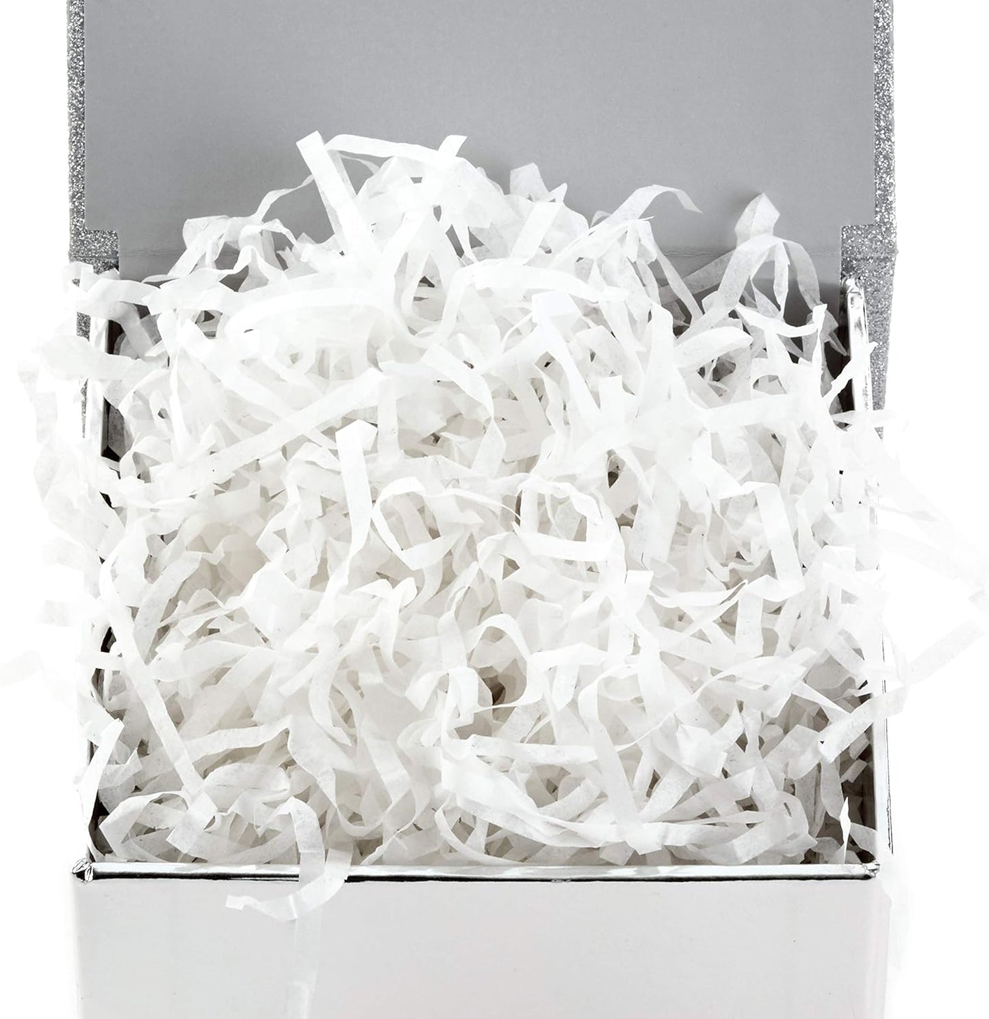 Hallmark Small Gift Box with Bow and Shredded Paper Fill (Silver Signature 4 inch Gift Box with Glitter) for Weddings, Graduations, Bridal Showers, Anniversaries, All Occasion