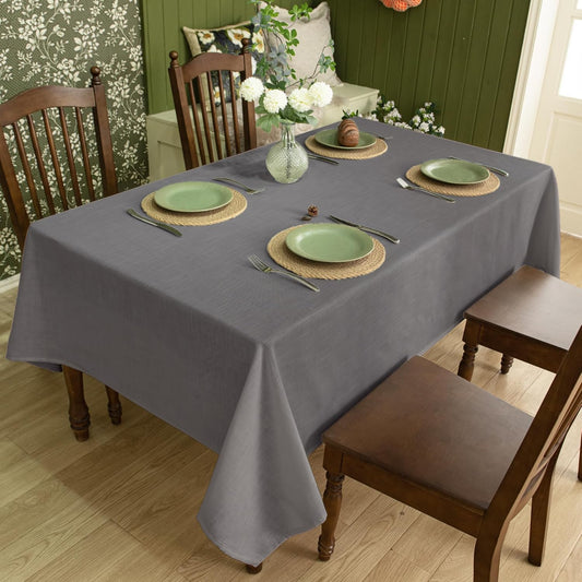 Linen Textured Rectangle Tablecloth, Slubby Lightweight Table Cloth 52 x 108 Inch, Water Resistant Stain Resistant Farmhouse Burlap Table Cover for Kitchen Dining Room