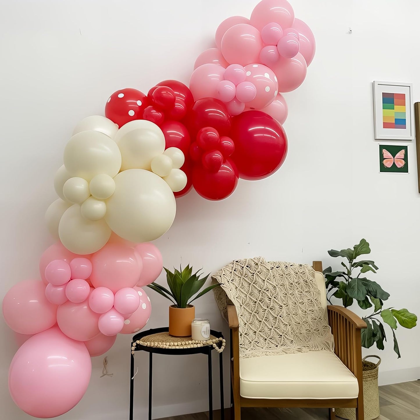 Pink and Red Balloon Arch Kit Cherry Balloon Garland 91Pcs Red Baby Pink Pastel Yellow Party Balloon for Girls Sweet One Berry First Birthday Strawberry Baby Shower Party Decorations