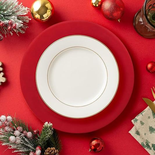 Red Charger Plates, Set of 6 Serving Charger Plate for Dinner Table, Wedding, Events Plate Chargers - 13 Inch
