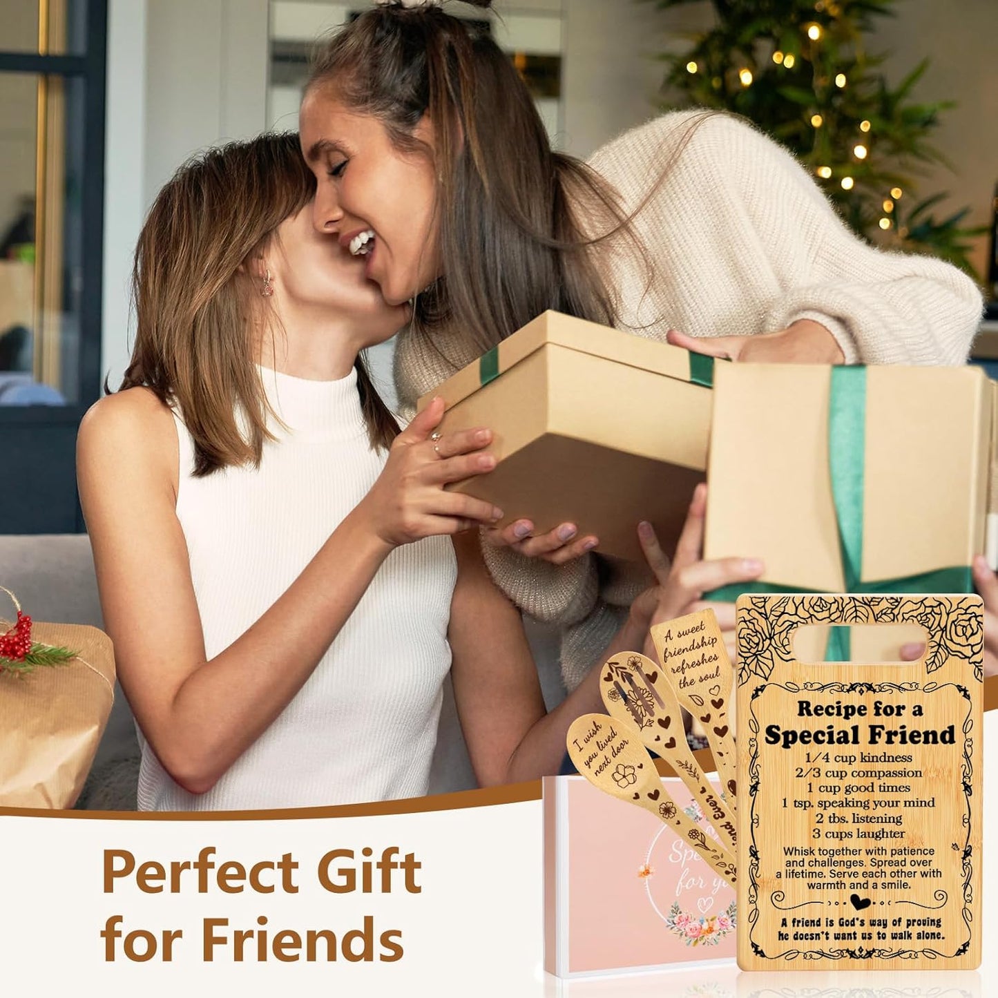 Best Friendship Gifts for Women Birthday Christmas, Friend Birthday Gifts Friendship Gifts For Women Friend Bestie Bff Birthday, Cutting Board Set for Best Friend-Recipe for a Special Friend