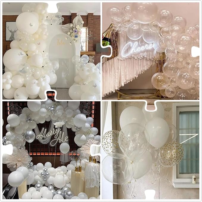 412pcs Clear Balloon Garland Arch Kit 18 12 10 5 Inch Different Sizes Matte Latex Crystal Transparent Balloons for Baby Shower Birthday Wedding Graduation Anniversary Party Decoration