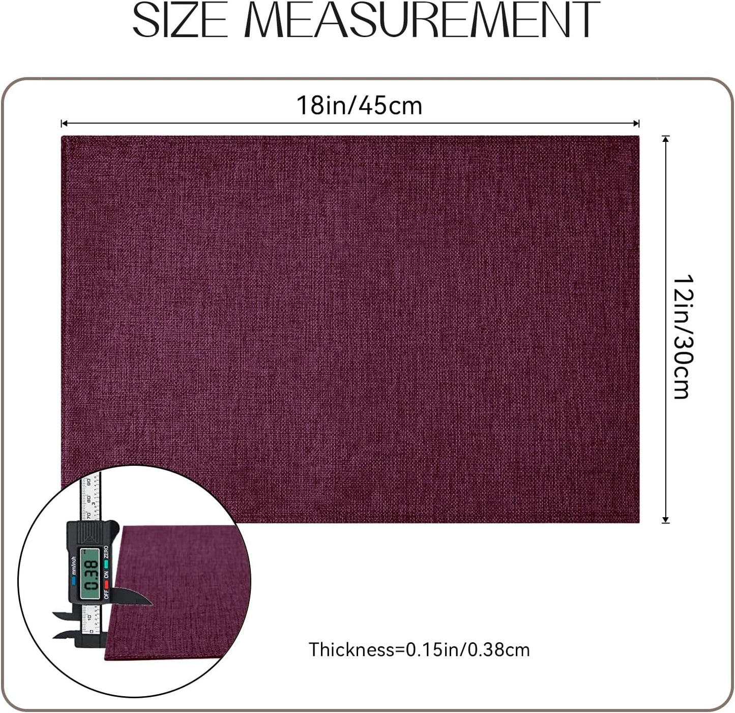 Romanstile Cloth Placemats Set of 8-12 x 18 Inch, Heat Resistant Double Layered Thickened Burlap Place Mats, Washable Linen Farmhouse Table Mats for Kitchen/Dining/Party/Outdoor, Purple