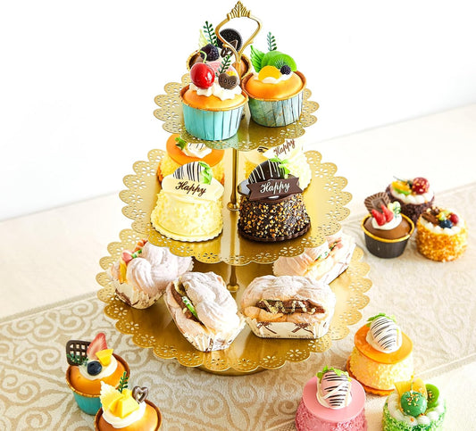 11 Pcs Gold Cake Stand Set for Wedding, Dessert Table Display Set for Birthday, Metal Square Serving Trays for Candy, Cupcake Pop Stand Holder Tower with Round Base for Celebration, The Platters for Party