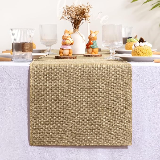 MLMC Natural Burlap Table Runner Rustic Boho Jute Table Runner 13" x 72" Summer Farmhouse Vintage Jute Fabric for Home Wedding TV Stand Crafts Party Dining Table Decor