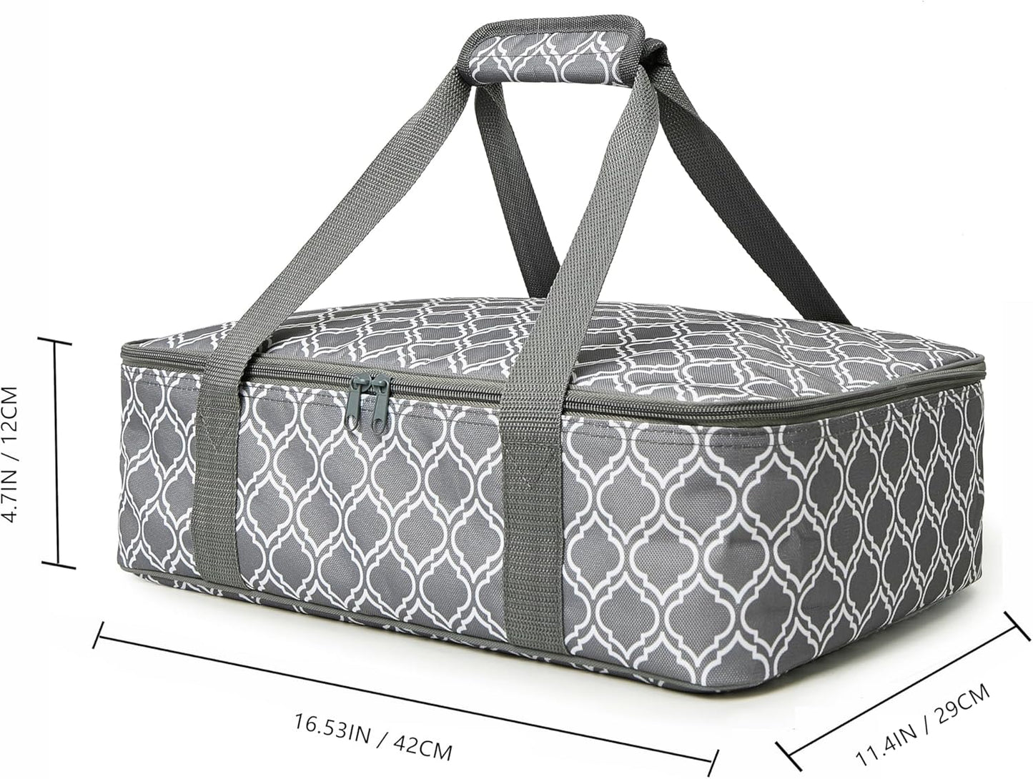 Insulated Casserole Carrier Fit 9"x13" Lasagna Baking Dish Pan for Hot or Cold Food Transport,Portable Reusable Lunch Warmer Tote Bag for Gathering,Camping/Office,Cookouts,Potluck Parties-Laurel Green