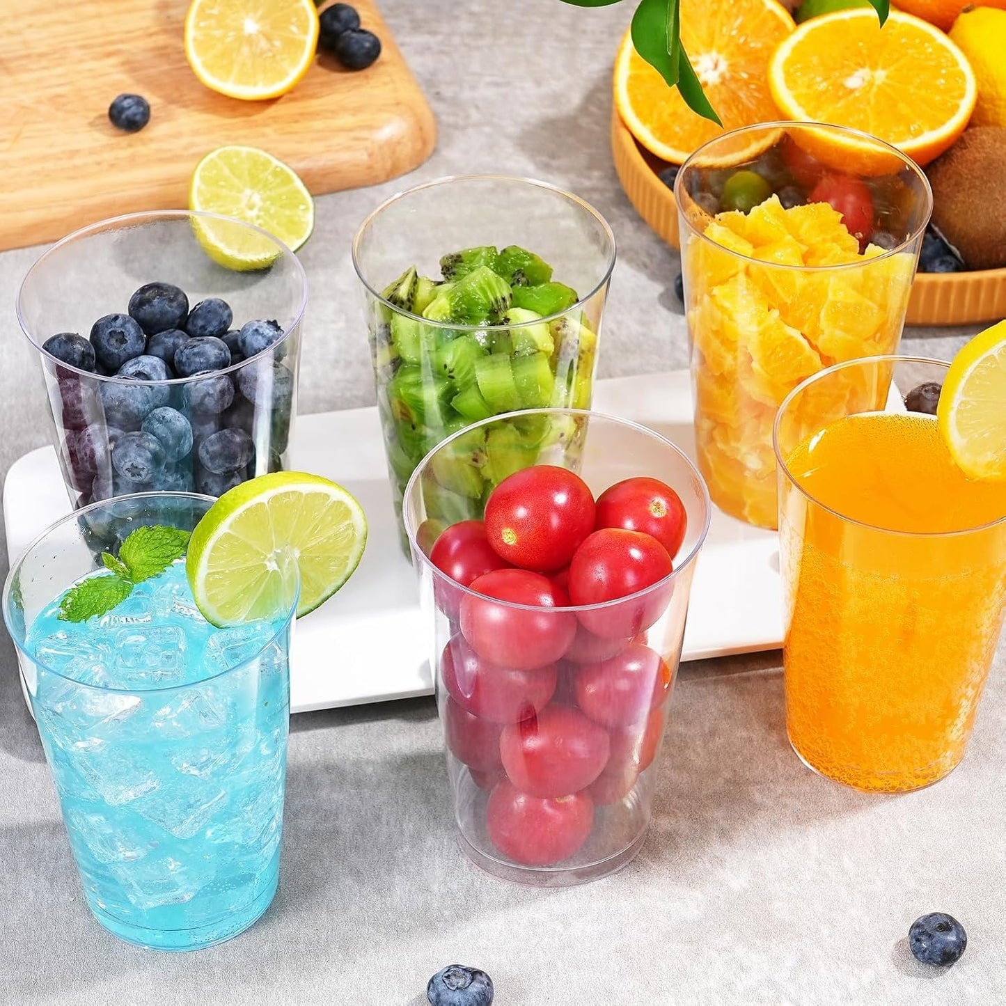 100 Pack 12 oz Clear Plastic Cups, Disposable Wine Cups for Cocktail Party, Polystyrene Hard Plastic Cup with Higher Heat Resistance(12oz 100count)
