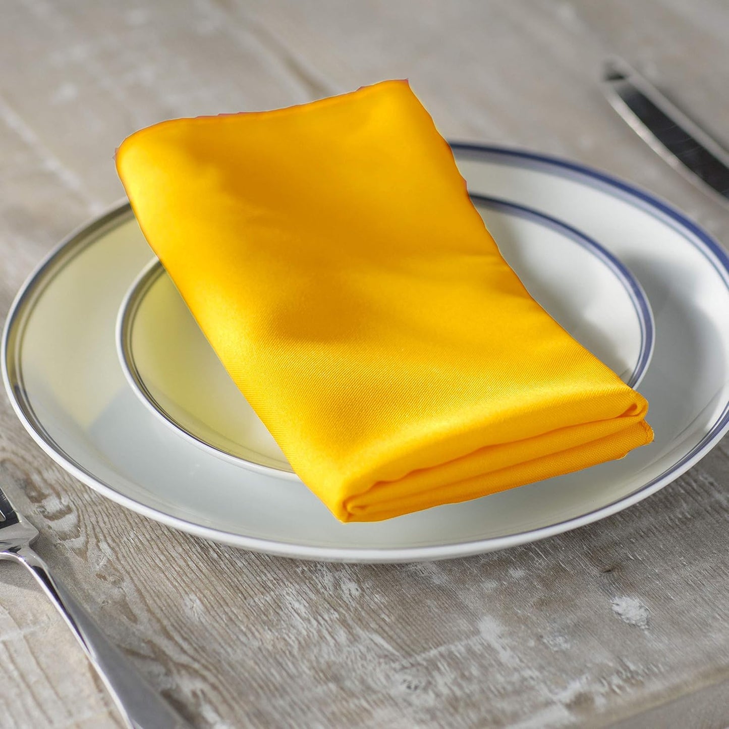 LA Linen 4-Pack Poly Blend Napkins - Soft, Washable, Reusable Cloth With Stain and Wrinkle Resistance - for Dinner, Wedding, Parties - 18x18 - Yellow Dark
