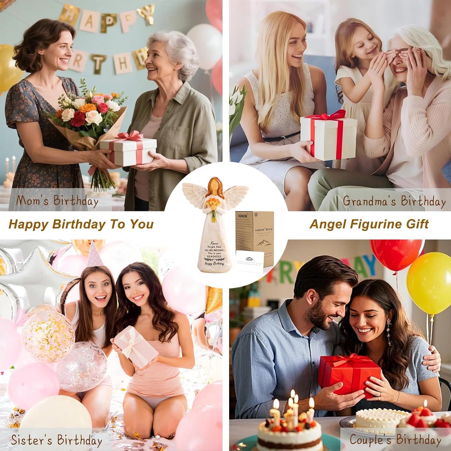 Birthday Gifts for Women,5.5'' Angel Figurine for Birthday Party Decorations,Unique Happy Birthday Gift for Mom,Sister and Best Friend
