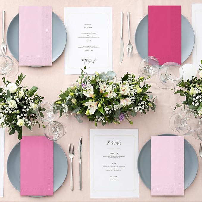 Whaline 150 Pack Pink Guest Napkins 4.3x7.8 Inch 3 Colors Hand Napkin Towel Pink Theme Disposable Paper Napkin Dinner Napkins for Party Celebration Gathering Supplies Table Decorations
