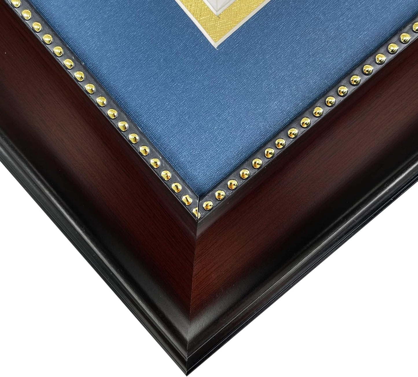 GraduationMall 14x20 Double Diploma Frame, Display 8.5x11 Certificate with Navy over Gold Mat,UV Protection Acrylic,Mahogany with Gold Beads