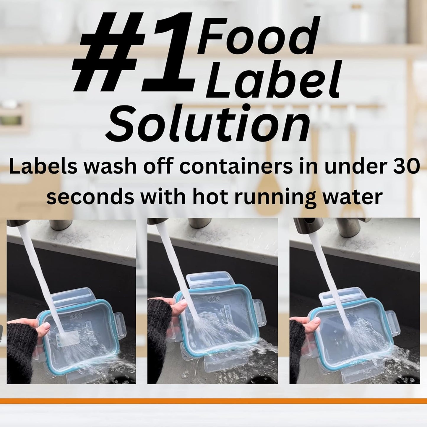 2x1 Dissolvable Food Labels, 1000 Label Stickers, Bottle Labels for Storage Bins, Sticker Labels for Food containers, (1000, Blue)