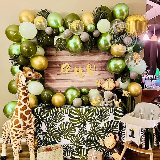 PartyWoo Metallic Lime Green Balloons 140pcs Different Sizes Pack of 18 12 10 5 Inch Metallic Light Pastel Green Balloon Arch Kit for Spring Forest Theme Birthday Tea Party Decorations Green-G109
