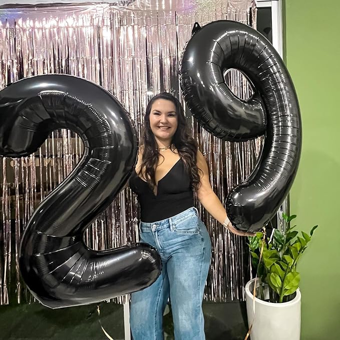 Black Number 7 Balloon 40 Inch, 7th Birthday Party Decorations for Children, Giant 7 Foil Balloon for Party Supplies