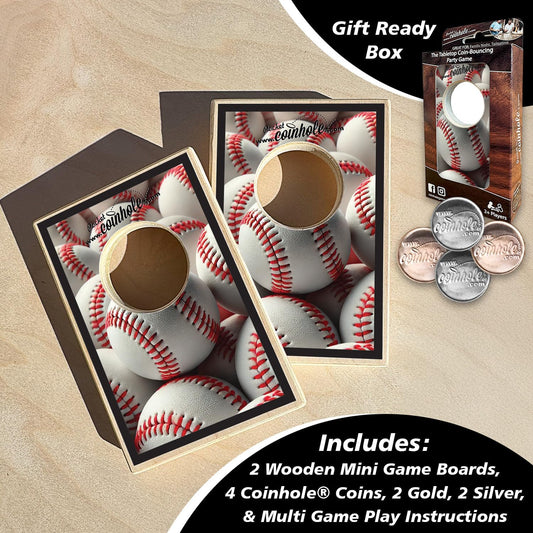 Coinhole Desktop Coin Bouncing Party Game Set | Tabletop Cornhole Board Game | Small Cornhole Travel Game Includes Coins