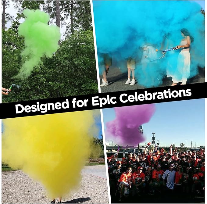Blaise Pyro & Party - White Powder Poppers - Water-Soluble & Colorful Powder Cannons for Gender Reveals, Birthdays, Weddings & Celebrations - Easy to Use for Memorable Photos - 16-Inch, 2-Pack