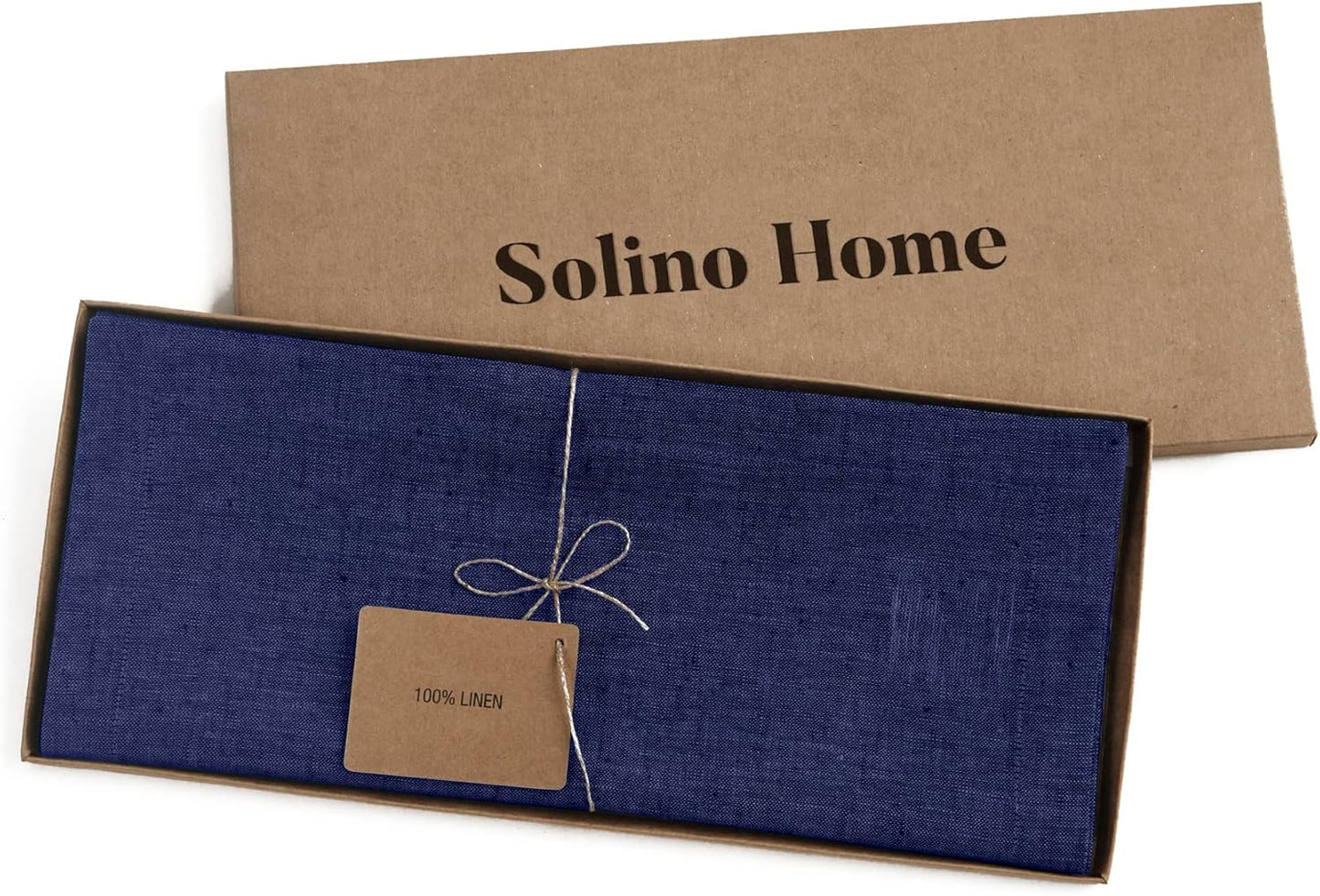 Solino Home Linen Table Runner 72 Inches Long - Athena, 100% Pure Linen Chambray Navy 14 x 72 Inch Table Runner for Dining, Fall, Autumn, Thanksgiving, Holiday