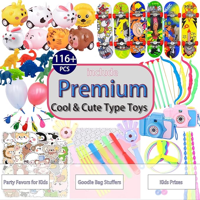 300PCS Premium Party Favors for Kids 5-12, Assortment Toys Kids Prizes,Birthday Gift Bulk Toy, Goodie Bag Stuffers,Treasure Box Toys for Classroom Prizes Pinata Stuffers for children