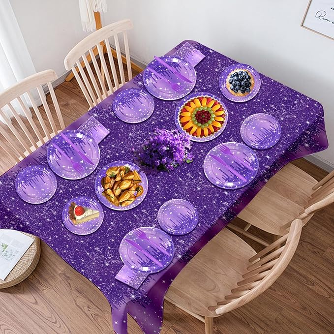 182PCS Purple and Silver Birthday Party Decorations,Purple Theme Party Plates and Napkins Disposable Tableware Set for Girls Ladies Women Wedding Favors,Serves 30 Guests
