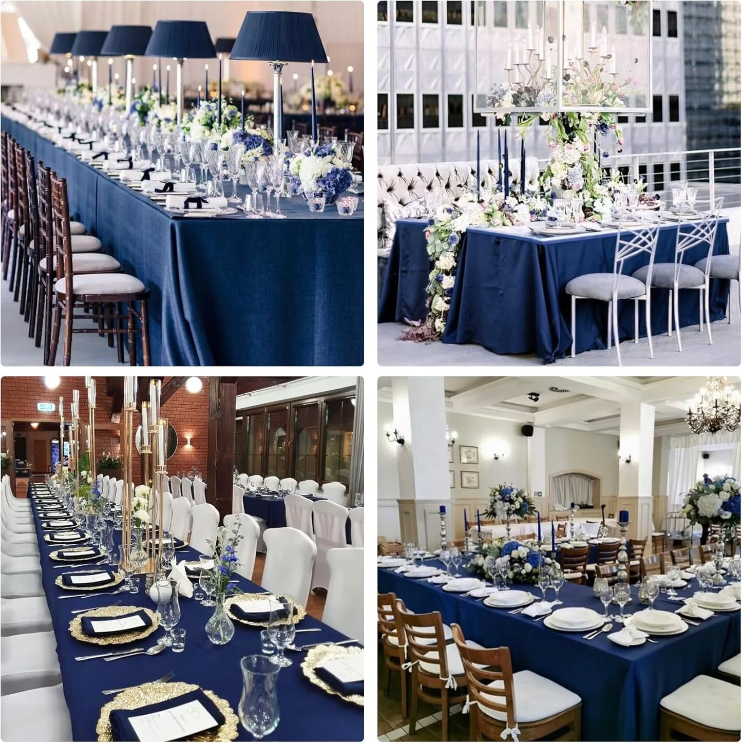 4 Pack Rectangle Tablecloth 90x132Inch Navy Blue Washable Polyester Table Cover for Wedding Dining Table Buffet Parties Banquet Decoration(Navy Blue)