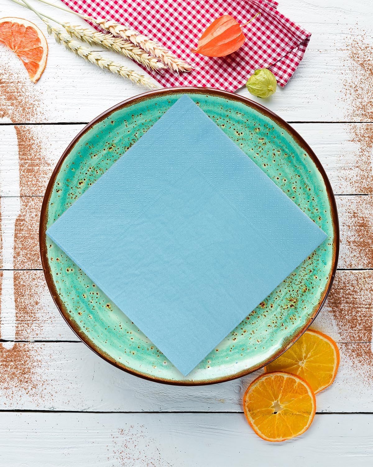 Bright Blue Cocktail Napkins 5 * 5inch disposable Beverage Napkin paper for Cocktail, Wedding, Dinner,Birthday Party Dessert Wine Paper Napkins( 120 Count)