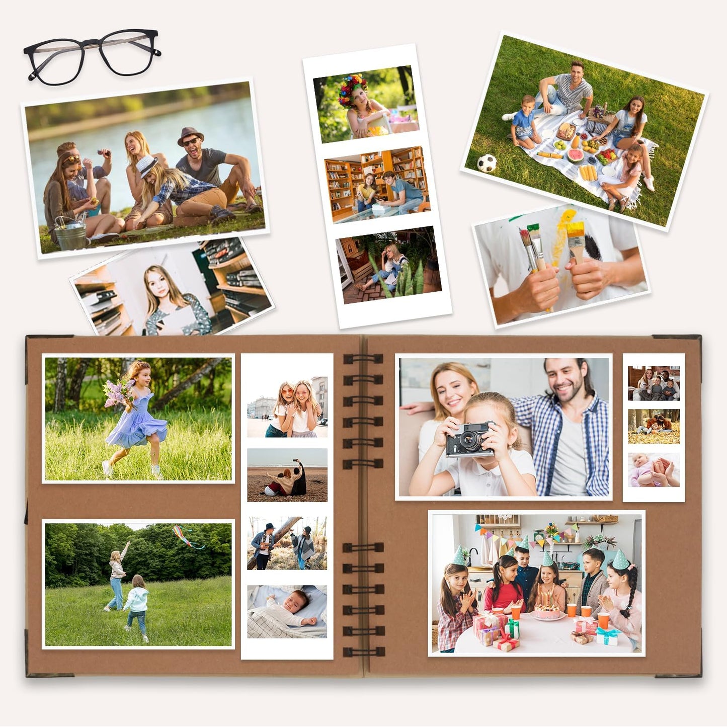 Large Scrapbook Album, 10"x12" Scrap Book, 60 Pages Blank Scrapbook, Thick 250gsm Kraft Paper, Art Supplies for DIY Crafts, Guest Books, Traveling, Birthday & Holiday Gifts.