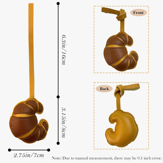 Handmade Leather Croissant Bag Charm, Cute Bread Keychain for Handbags Purses Backpack Accessories Charms