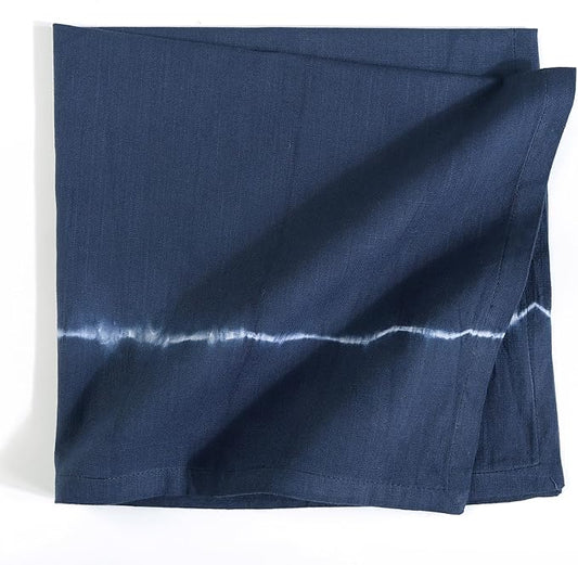 FINGERCRAFT Cloth Napkins Set of 6 Cotton Blend Tie Dye 20x20 Inch Large Size Dinner Napkins Cloth Perfect for Parties Dinners Weddings Cocktail Christmas Easter Royal Blue Lines
