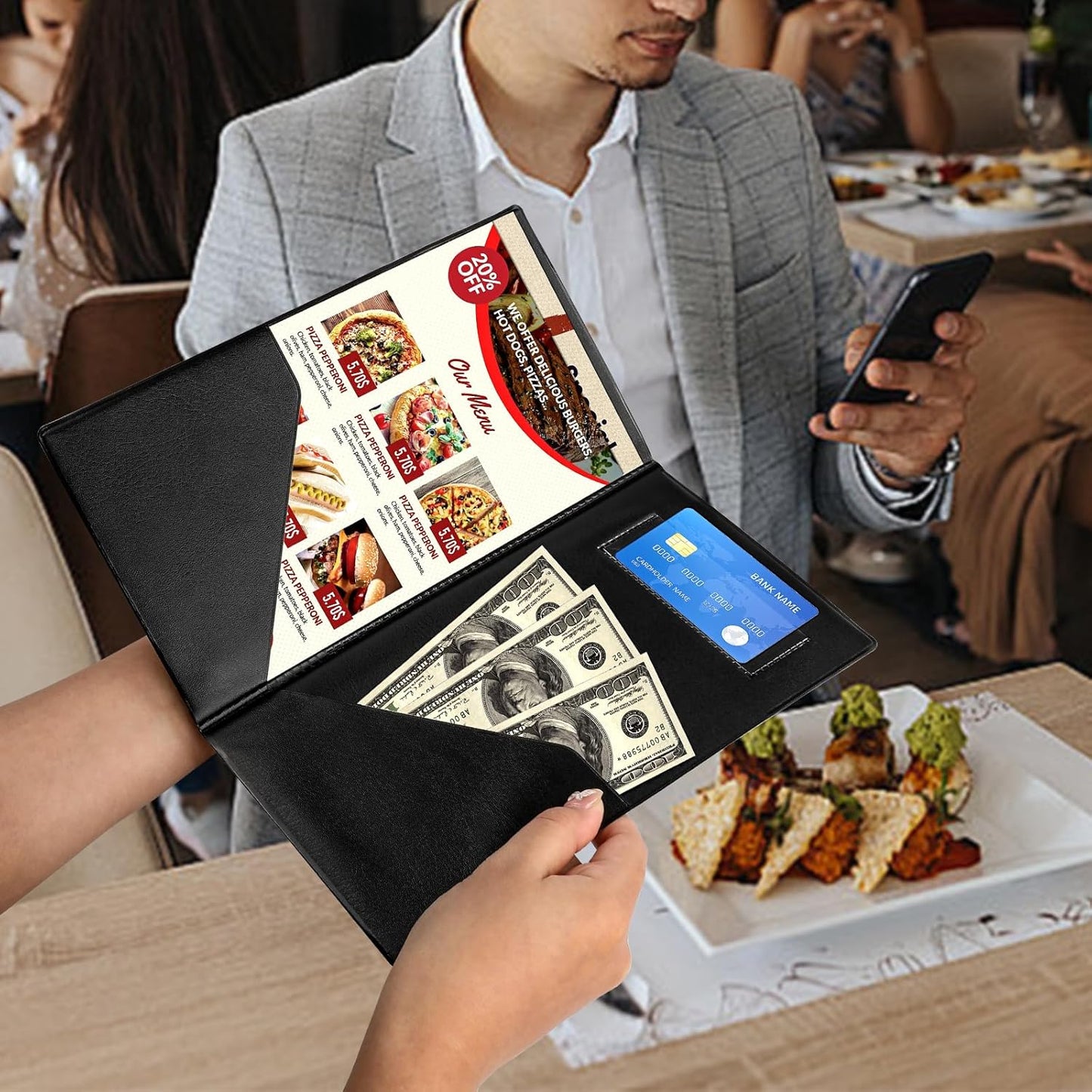 10 Pcs Server Books, Check Presenters for Restaurants, PVC Server Books for Waitress Guest Check Holder