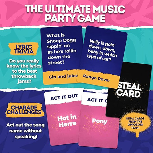 Throwback Lyrics 90s & 2000s Hip-Hop & R&B Finish The Lyrics Game & Charades | 250 Cards Includes Stickers & Playlist | Adult Party Game for Hilarious Paries, Birthdays, Date Night & Gifts