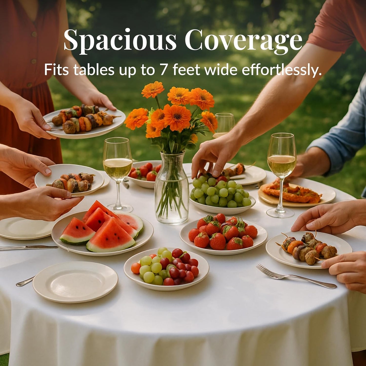Prestee 4-Pack 84-Inch White Round Plastic Tablecloth Disposable - Durable Waterproof Table Covers for Weddings, BBQ, Parties, Outdoor Events - Elegant White Plastic Tablecloths Round for Any Occasion