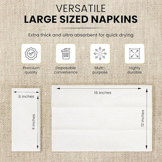 Inspire Linen Feel Disposable Napkins | Elegant Guest Hand Towels For Fine Dining, Bathroom, Washing Station, | 200 Count