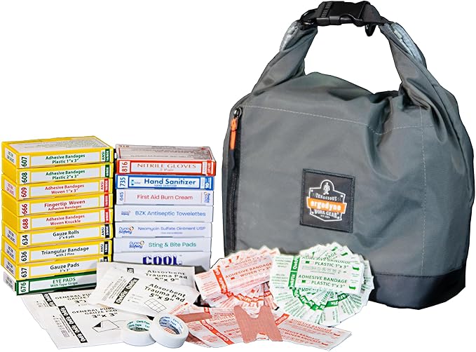 Certified Safety Mfg Class A 21 Plus - 138pc USA-Made OSHA Compliant First Aid Kit - Emergency Medical Supplies for Minor Injuries - First Aid Kits for Businesses, Homes, & More (Grey Bag)