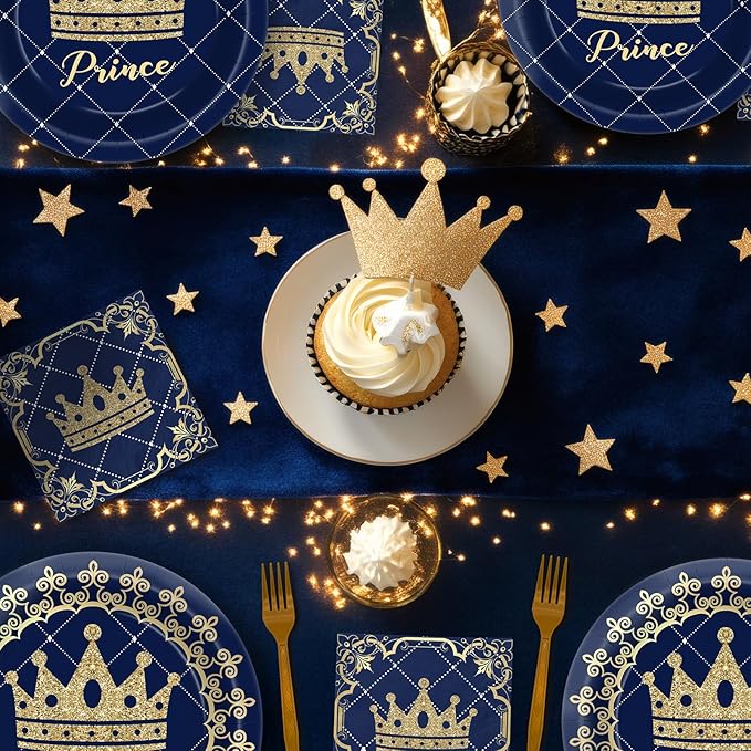 Prince Party Decorations - Prince Party Plates and Napkins for Kids Birthday Party, Serves 40 Guests