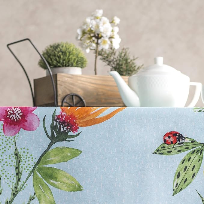 Maison d' Hermine Table Cloth Rectangle Table 100% Cotton 70 x 120 Inches Tablecloth Reusable Decorative for Dining Room Farmhouse Home Valentines Day Decorations Spring Summer - Jardin D'Ete - Mint