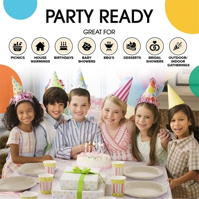 Exquisite Party Solids Ivory Plastic Plates For Party Supplies 9" Ivory Disposable Plates Heavy Duty 50 Pcs Plastic Dinnerware Sets Heavy Duty 350 GSM Disposable Dinnerware Set