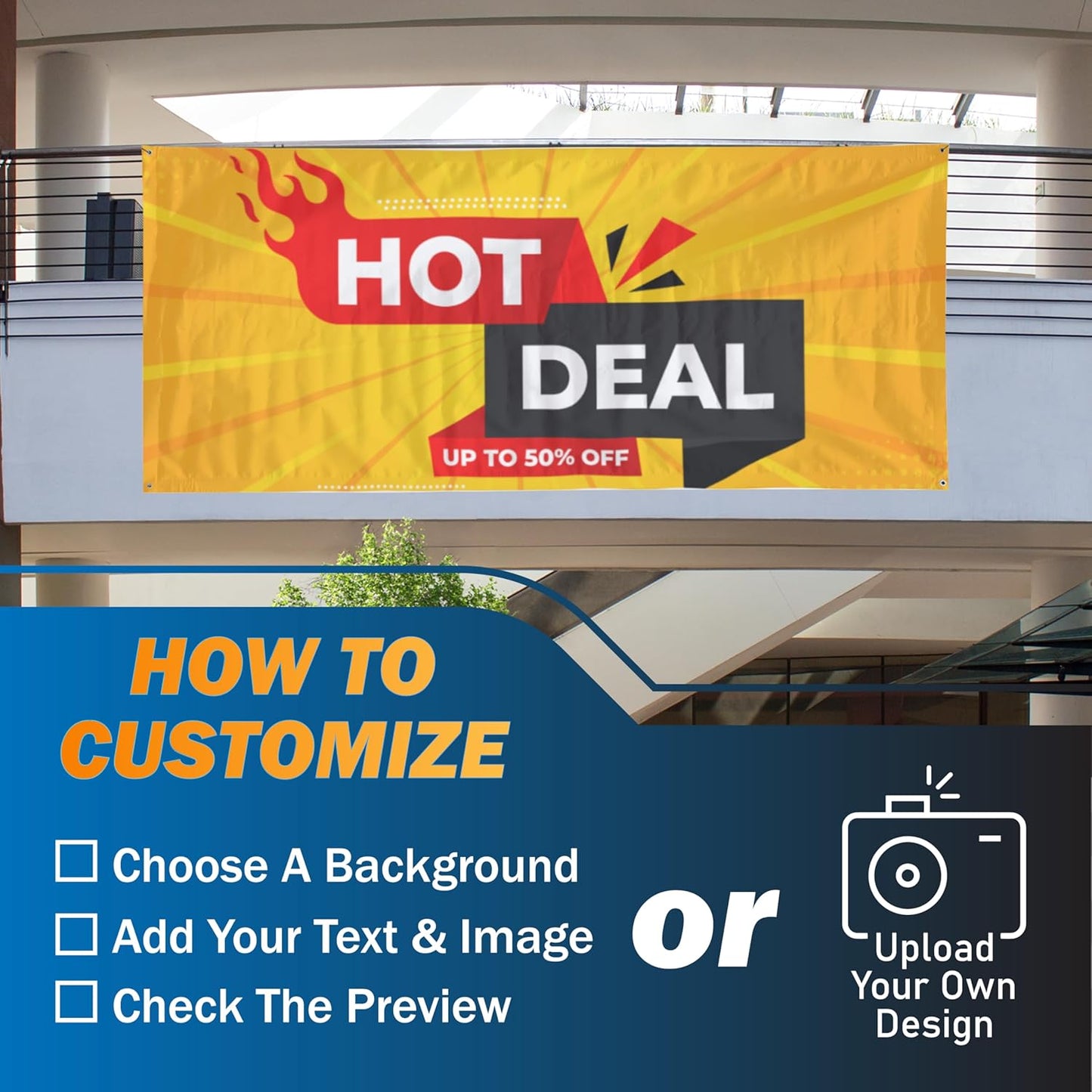 Custom Banners and Signs for Business - Upload Multiple Photo - 37 Sizes, 35 Background Colors & 20 Fonts - 13 oz Vinyl, Custom Banner Personalized, Birthday Banner