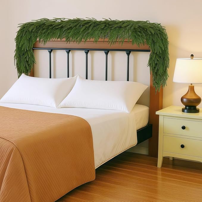 4 Pcs 6FT Christmas Garland, Christmas Decorations, Artificial Norfolk Pine Garland, Faux Greenery Garland for Mantle Fireplace Table Door Wall Upstairs Indoor Outdoor Holiday Xmas Decor