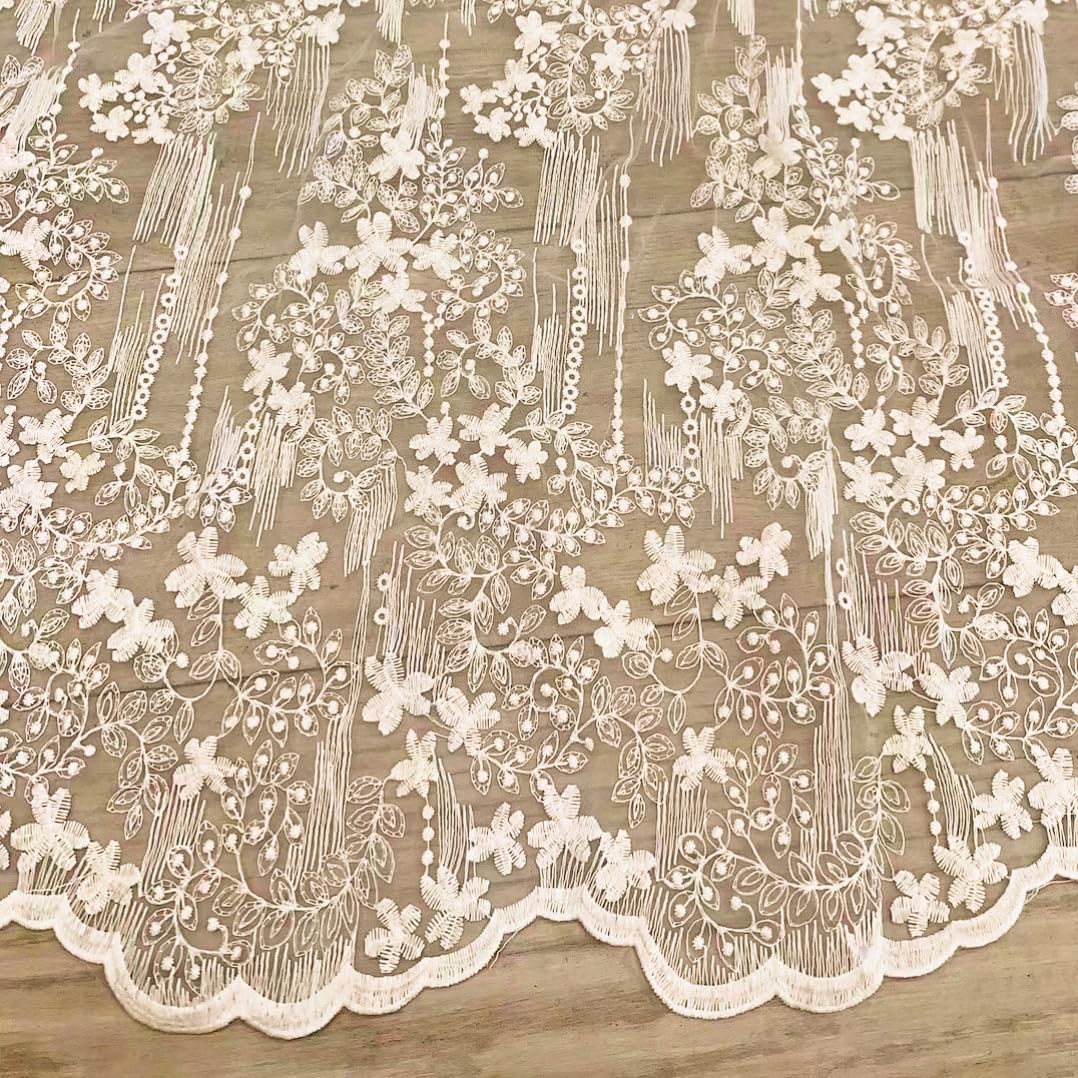 French Embroidery Lace Tablecloth - Round/Rectangular/Square Options for Coffee Tables, Vintage Beige Lace Table Cover for Kitchen, Dining Room, Party, Banquet, Wedding, Picnic, Home Decor(118*53in)