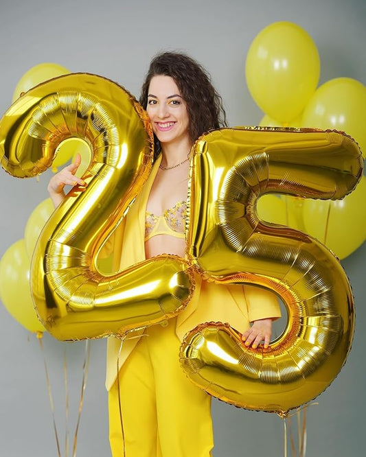 Gold 5 Balloon, Number Balloon 40 Inch, Gold and Black Party Supplies, 5th Birthday Balloon Decorations, 5 Number Balloons, Number 5 Balloon
