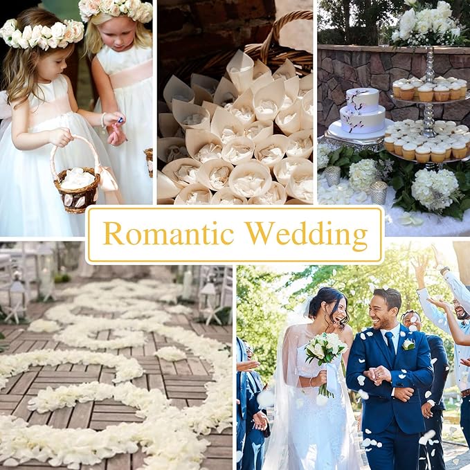 500+Pcs Dried Real White Rose Petals, Freeze Preserved Flower Petals 4.59oz for Valentine's Day Gifts Wedding Party Decor, Flower Girl, Dinner table Centerpieces, Bridal Shower, Flower Confetti 130g