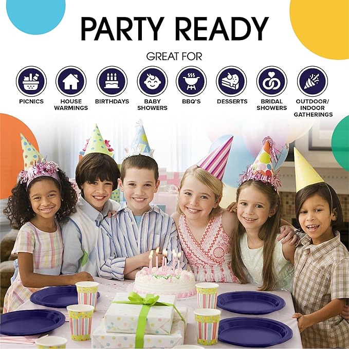 Exquisite Party Solids Deep Purple Plastic Plates For Party Supplies 10" Deep Purple Disposable Plates Heavy Duty 50 Pcs Plastic Dinnerware Sets Heavy Duty 350 GSM Disposable Dinnerware Set