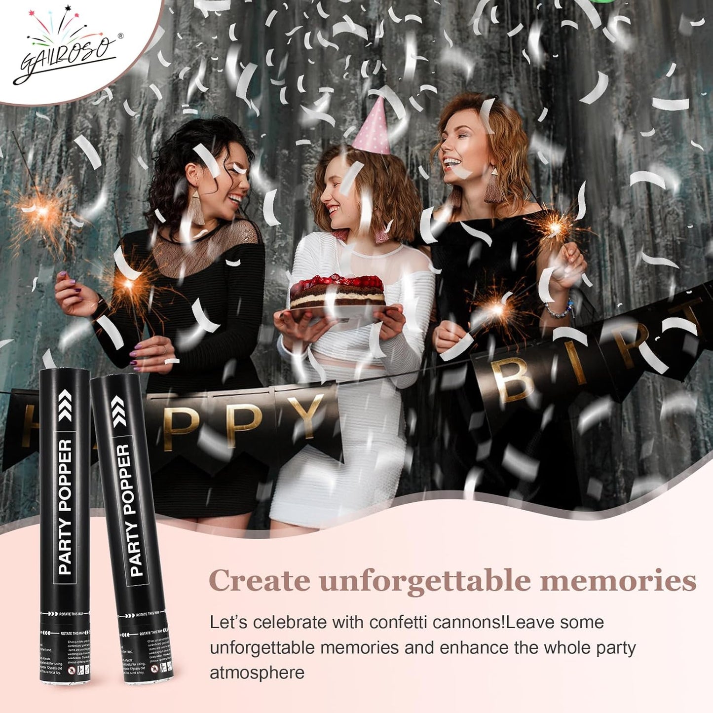 White Confetti Poppers 12 Inch,Wedding Confetti Cannon Air Powered(5 Pack),Launches 20-25ft, Party Poppers for Engaged,Birthday,Celebrations and New Years Eve