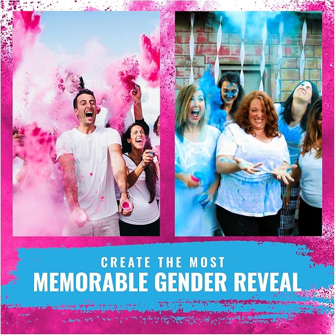 Color Blaze Baby Gender Reveal Powder - 1lb Blue & 1lb Pink Colored Power for Boy or Girl - For Car & Motorcycle Burnout, Color Toss, Photoshoot, and Festival - Pack of 2 Bags with 1 pound - Blue/Pink