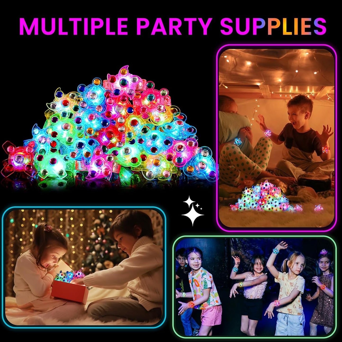 48 Pack LED Light Up Fidget Spinner Bracelets Party Favors for Kids 4-8 8-12, Glow in The Dark Party Supplies, Birthday Gifts, Treasure Box Toys, Goodie Bags Stuffers for Kids (48)