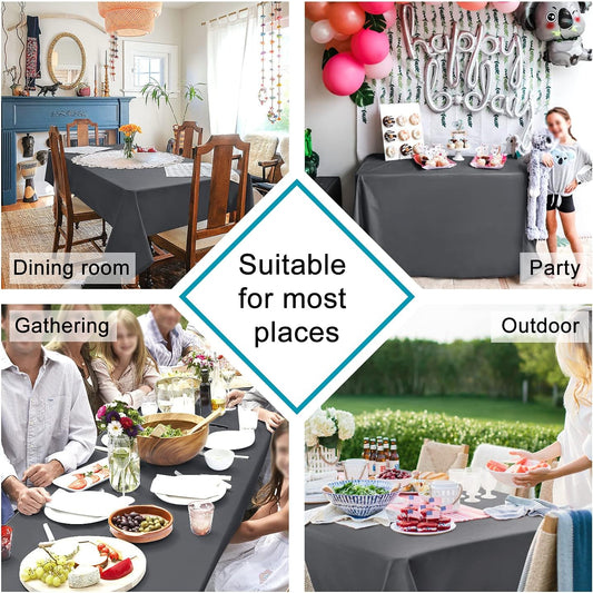 Hiasan Square Tablecloth - Waterproof and Spillproof Dining Room Washable Polyester Table Cloth for Dining Room, 54 x 54 Inch, Grey