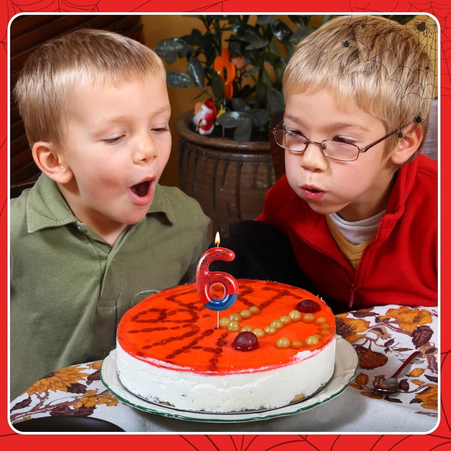 Spider Themed Birthday Candle Number 6 Candle Birthday Cake Candle Party Decoration Cake Topper for Spider Party Decoration Theme Party Supplies (Number 6), ZHX-306