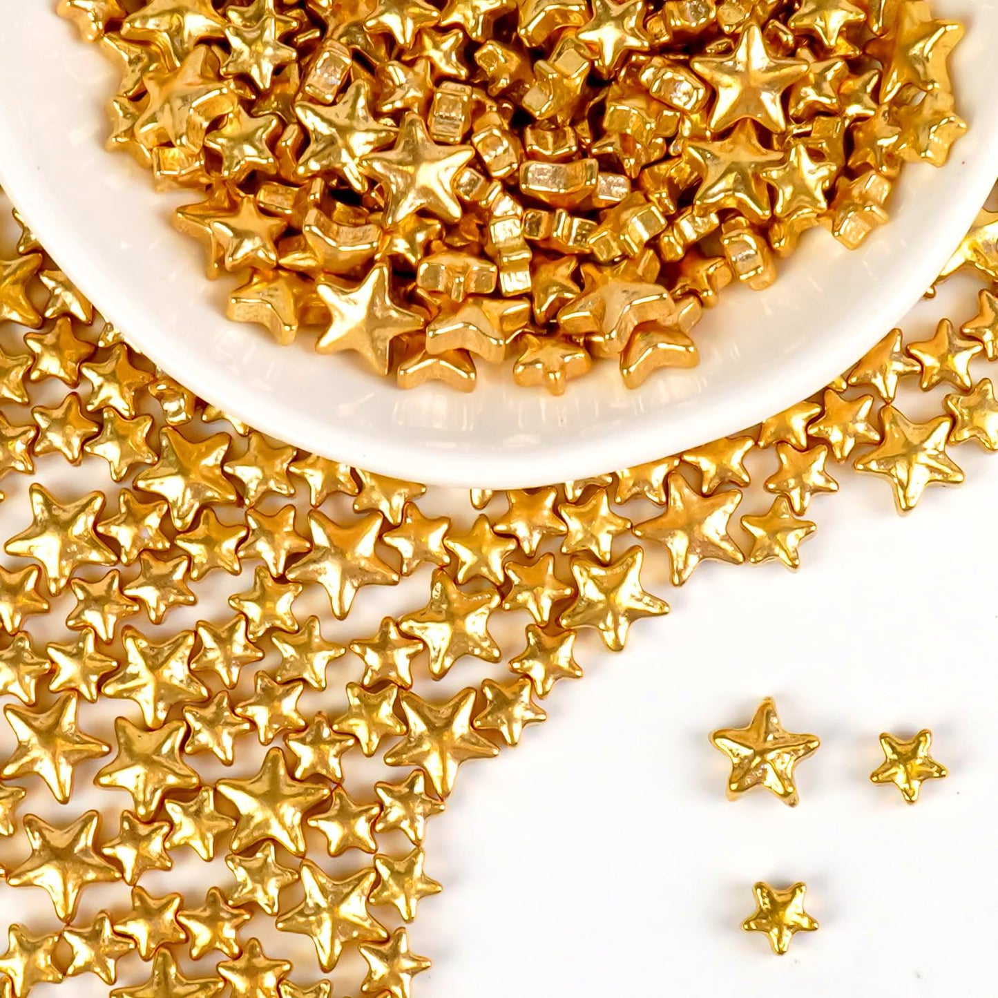 Christmas Gold Star Sprinkles for Cake Decorating, Edible Star Sugar Candy, Mix Size, Baking For Cupcakes, Decorating, Cookies, Donuts, Wedding Party, Holiday, 150g/5.29oz