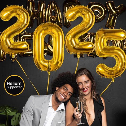 Smlpuame 40 Inch 2025 Balloons Gold, Large Foil Number Balloons for Happy New Years Festival Celebration Party Supplies Class of 2025 Graduation Decorations