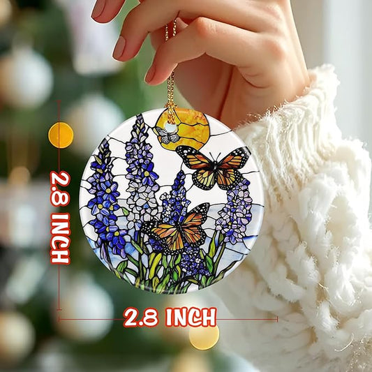 Butterfly & Lavender Ornament, Christmas Ornament – Christmas Tree Decor, Holiday Decoration, Stocking Stuffer, Festive Gift Idea, Gifts for Flower Lover, Butterfly Lover, and Friends